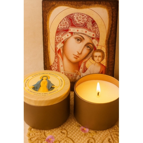 Rankų darbo žvakė "Gailestingumo Motina "